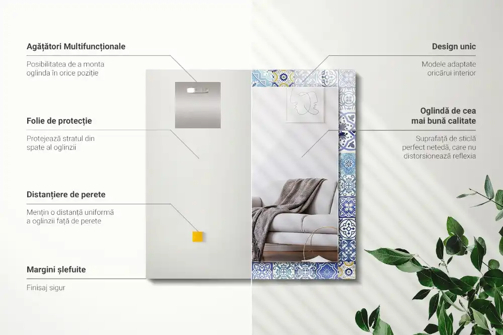 Rechteckiger dekorativer spiegel Bunte Fliesenmosaik