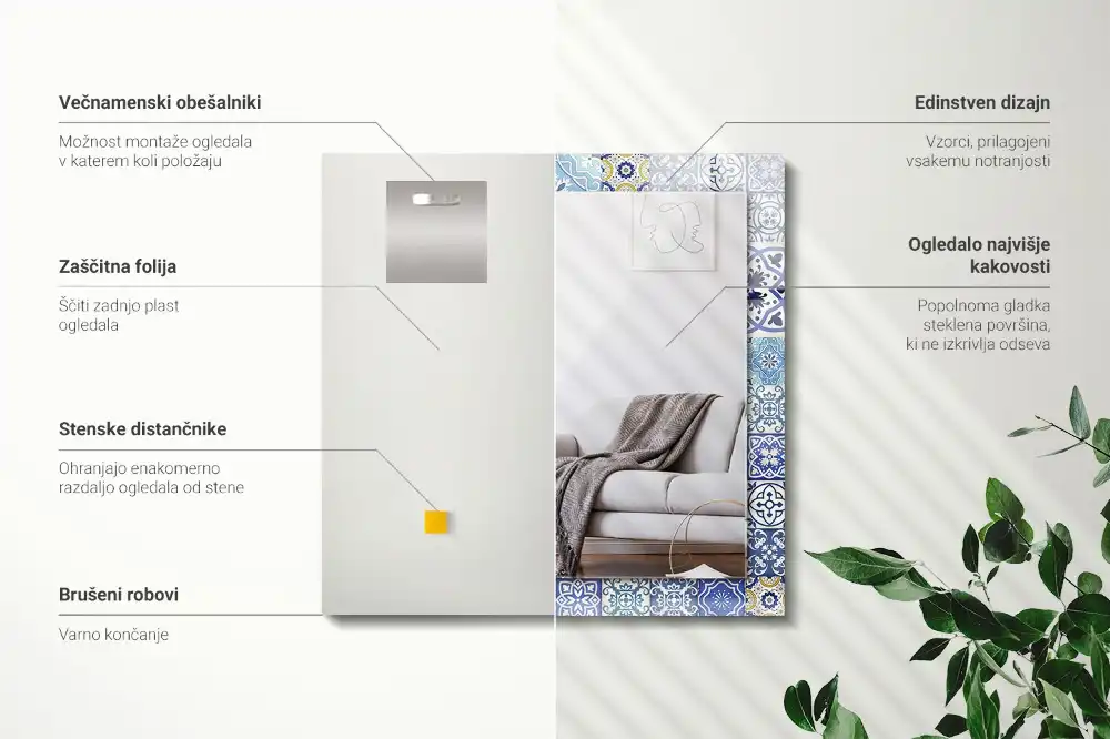 Rechteckiger dekorativer spiegel Bunte Fliesenmosaik