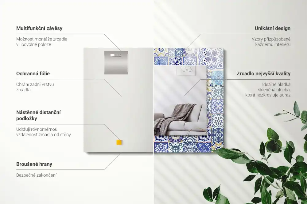 Rechteckiger dekorativer spiegel Bunte Fliesenmosaik