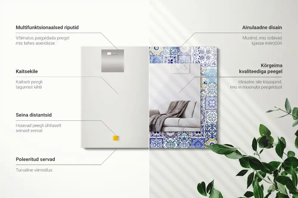 Rechteckiger dekorativer spiegel Bunte Fliesenmosaik