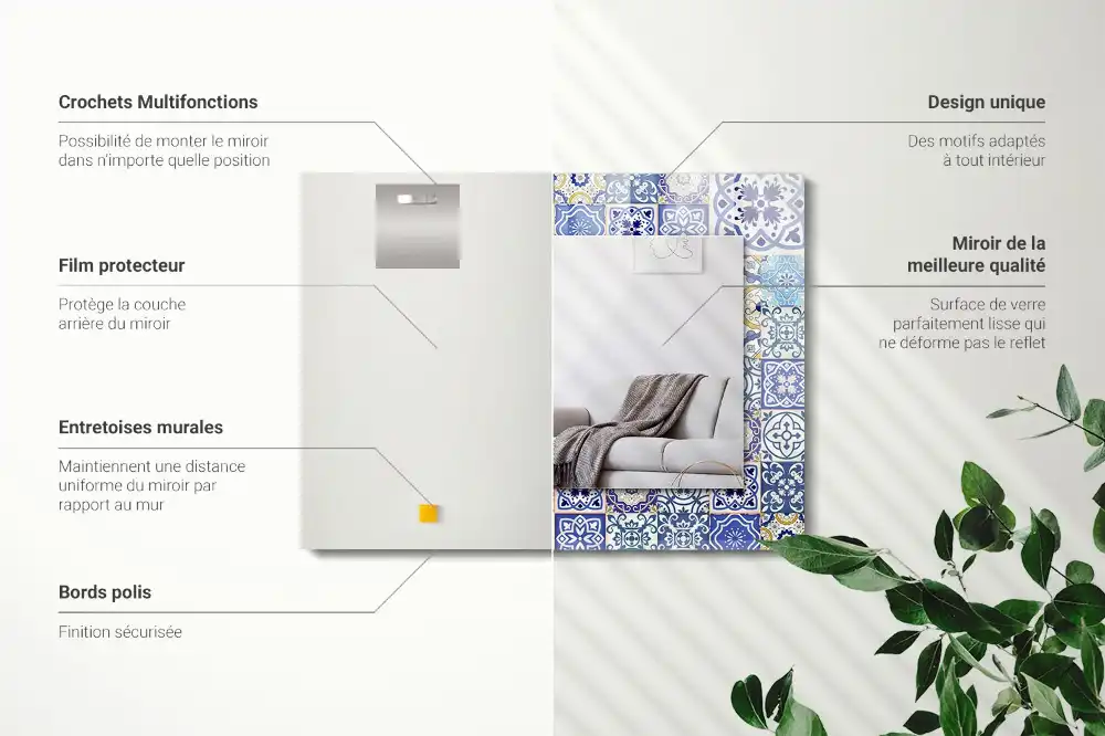 Rechteckiger dekorativer spiegel Bunte Fliesenmosaik