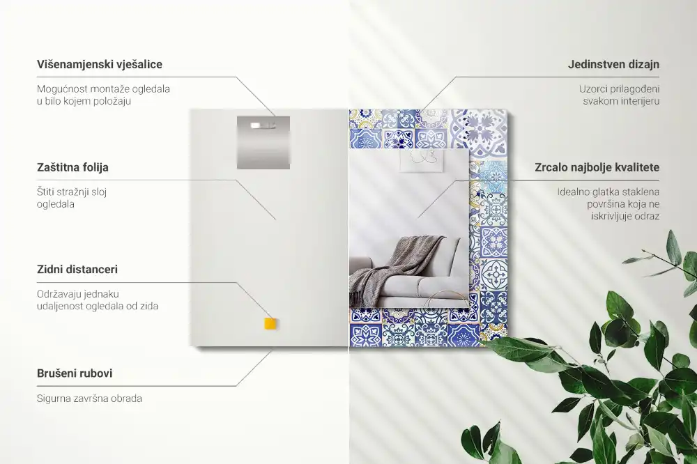 Rechteckiger dekorativer spiegel Bunte Fliesenmosaik