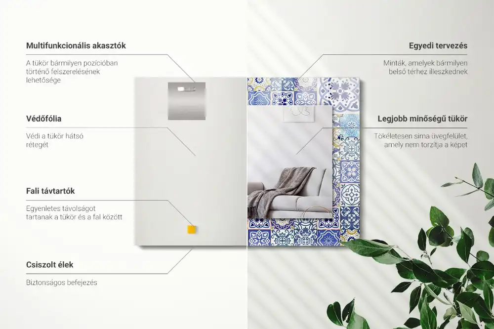 Rechteckiger dekorativer spiegel Bunte Fliesenmosaik