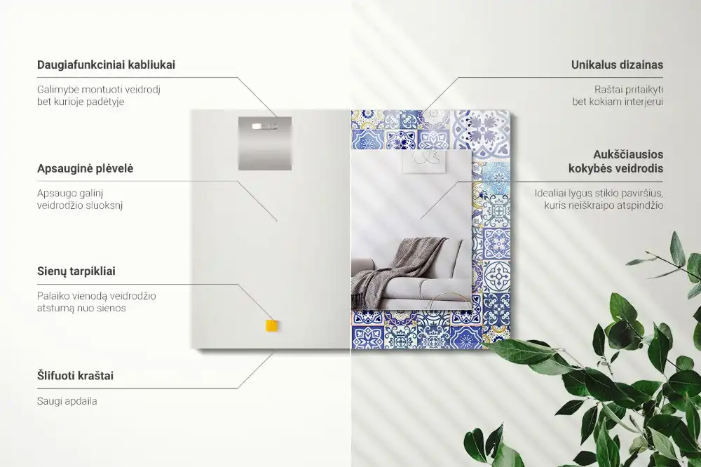 Rechteckiger dekorativer spiegel Bunte Fliesenmosaik