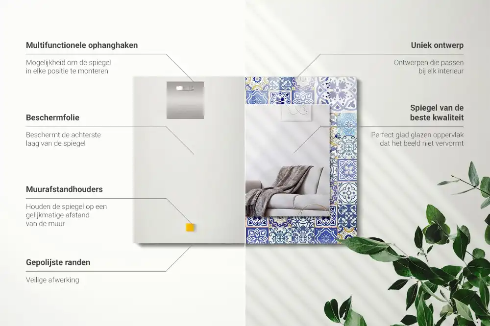 Rechteckiger dekorativer spiegel Bunte Fliesenmosaik