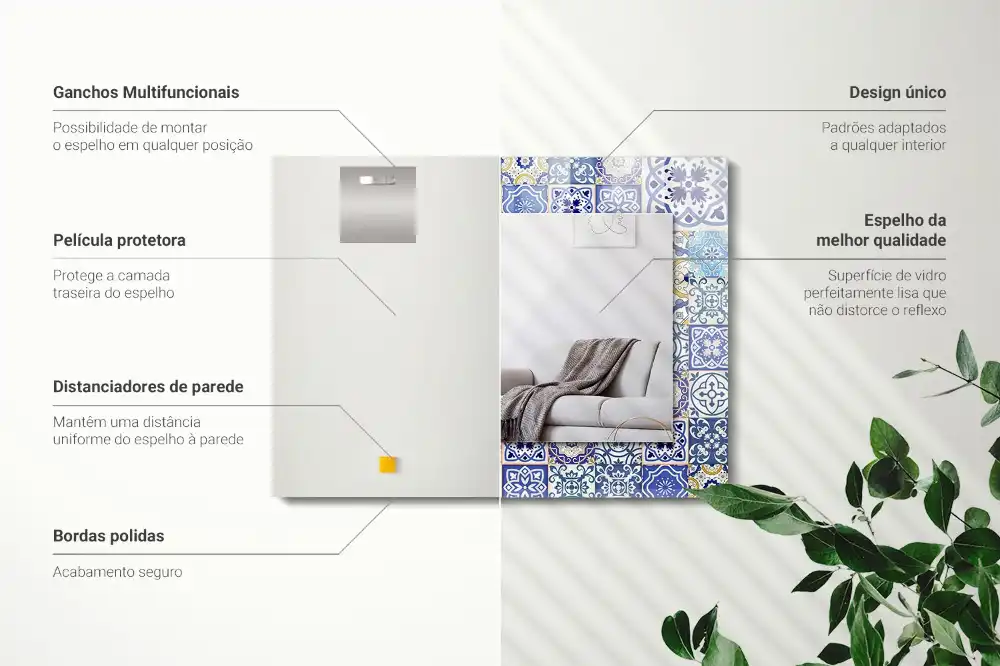 Rechteckiger dekorativer spiegel Bunte Fliesenmosaik