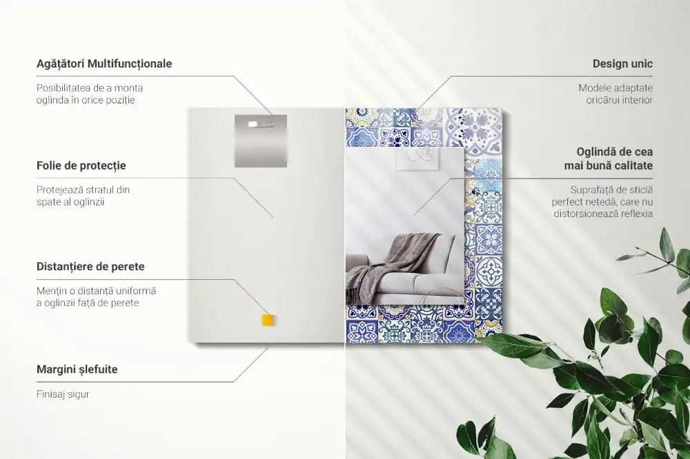 Rechteckiger dekorativer spiegel Bunte Fliesenmosaik