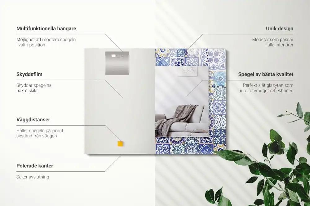 Rechteckiger dekorativer spiegel Bunte Fliesenmosaik