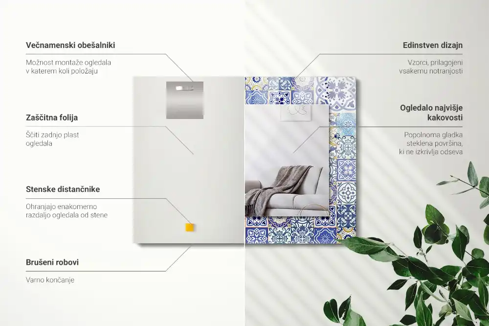 Rechteckiger dekorativer spiegel Bunte Fliesenmosaik