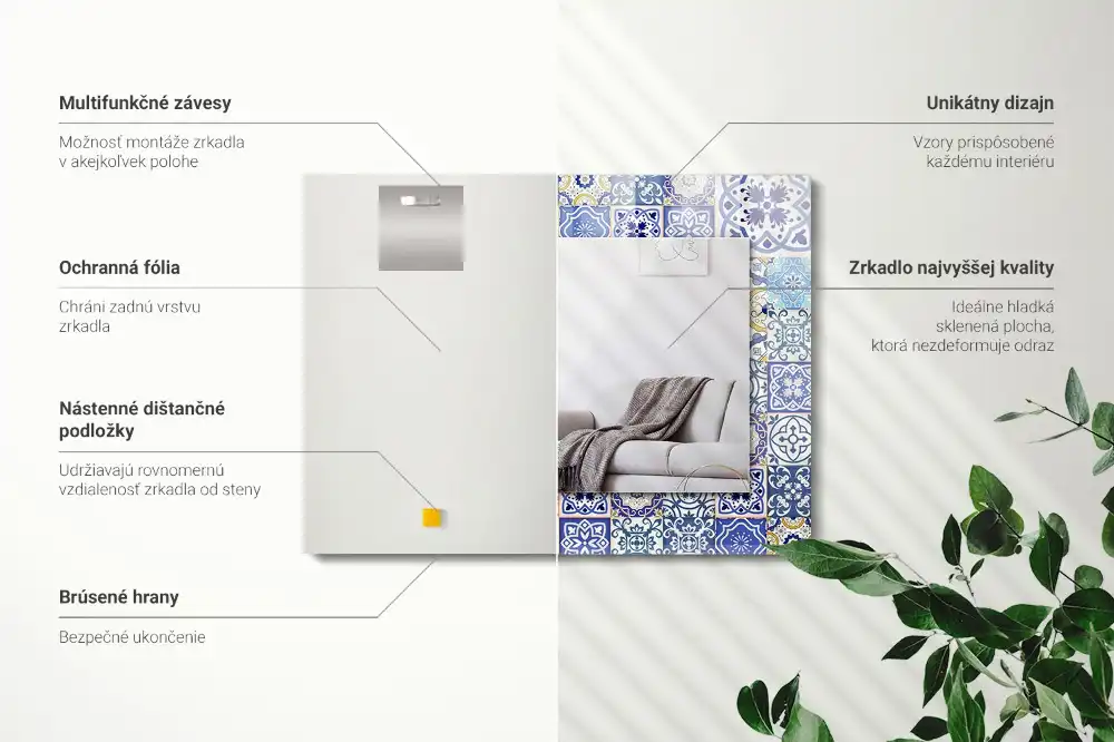 Rechteckiger dekorativer spiegel Bunte Fliesenmosaik