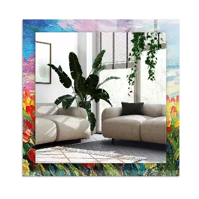 Spiegel mit rechteckigem aufdruck Tulpenfeld