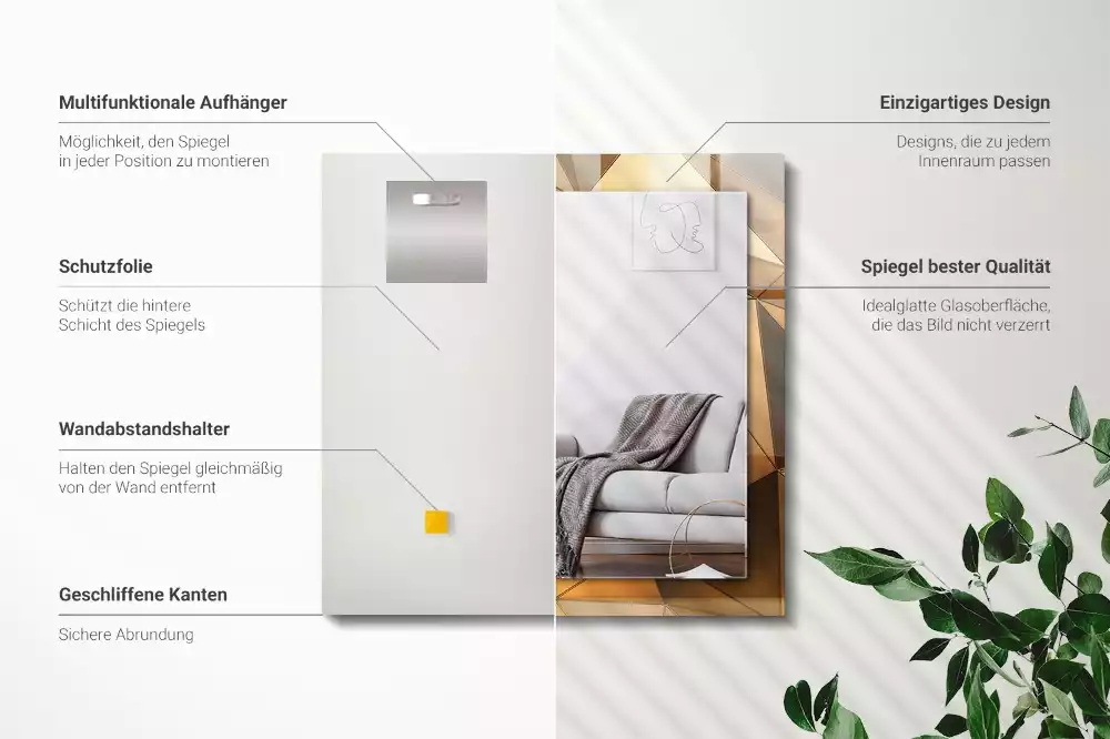 Rechteckiger dekorativer spiegel Goldene geometrische Muster