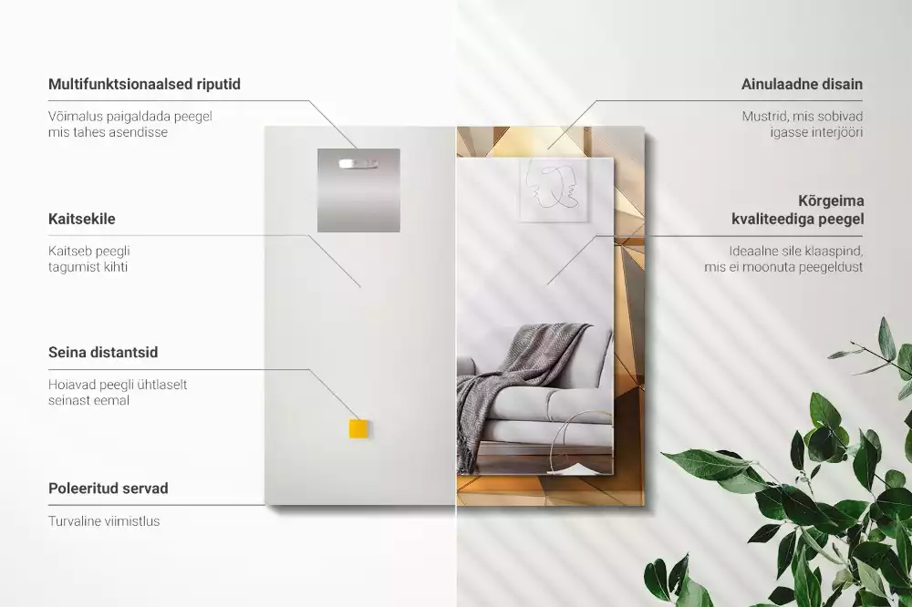 Rechteckiger dekorativer spiegel Goldene geometrische Muster