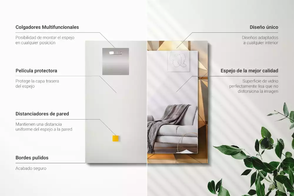 Rechteckiger dekorativer spiegel Goldene geometrische Muster