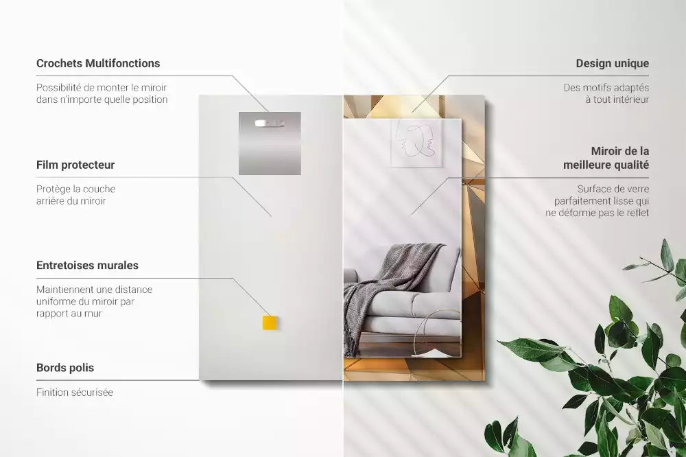 Rechteckiger dekorativer spiegel Goldene geometrische Muster