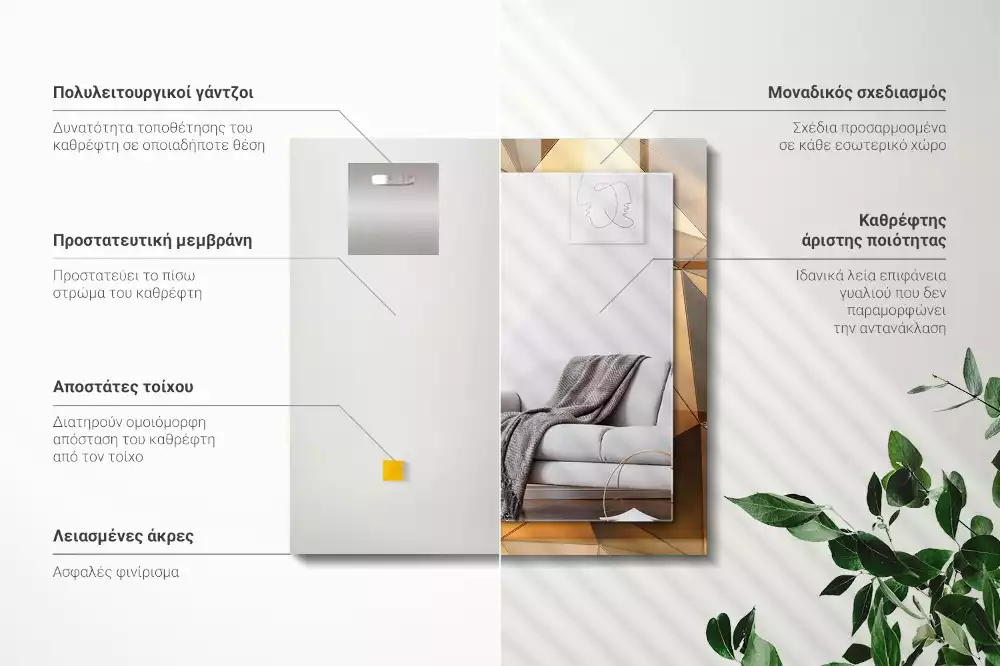 Rechteckiger dekorativer spiegel Goldene geometrische Muster