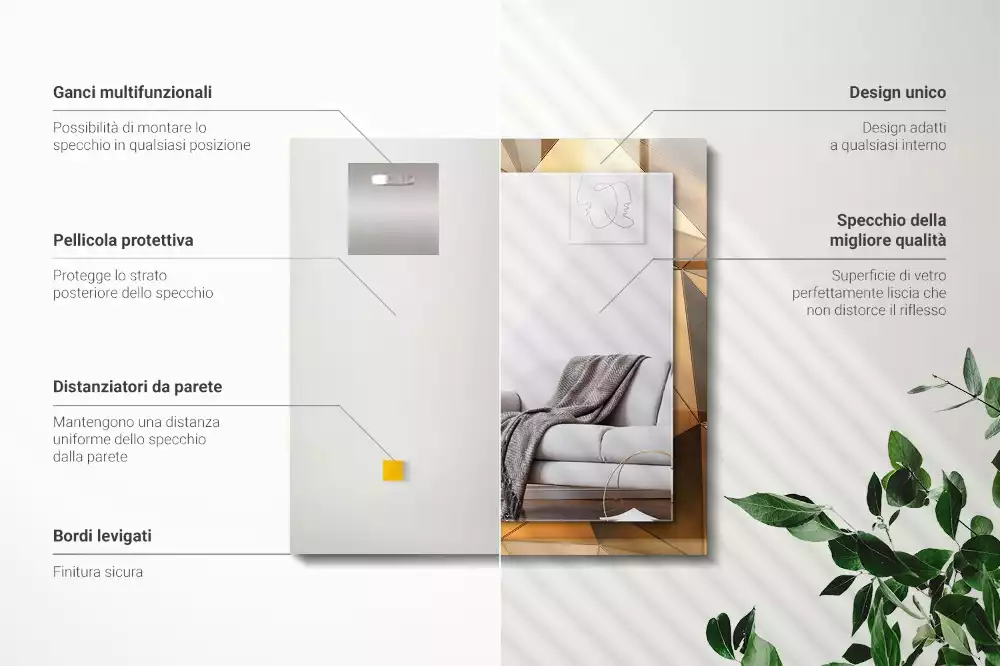 Rechteckiger dekorativer spiegel Goldene geometrische Muster