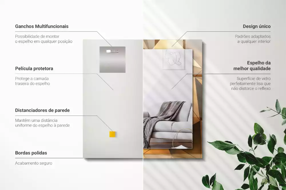 Rechteckiger dekorativer spiegel Goldene geometrische Muster