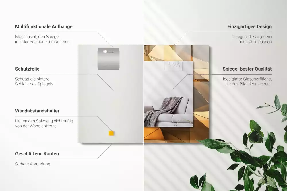 Rechteckiger dekorativer spiegel Goldene geometrische Muster