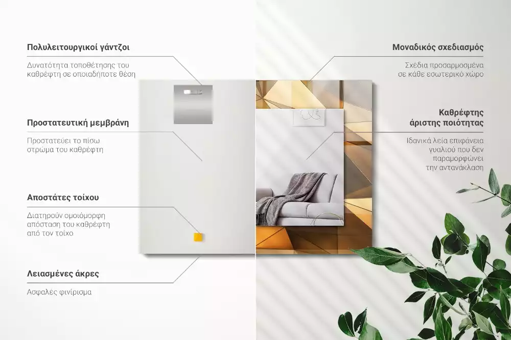 Rechteckiger dekorativer spiegel Goldene geometrische Muster