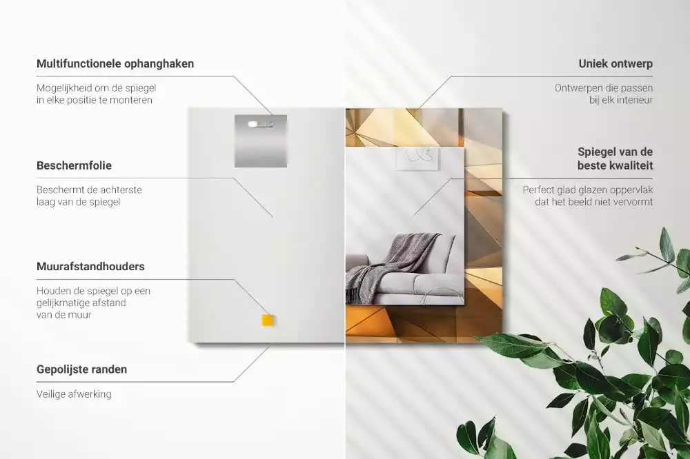 Rechteckiger dekorativer spiegel Goldene geometrische Muster