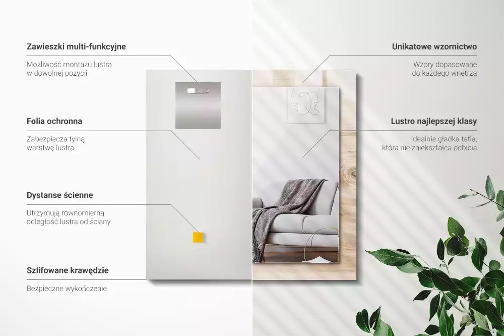 Rechteckiger spiegel Holz mit Ästen