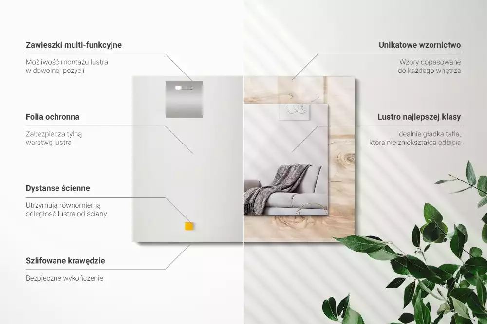 Rechteckiger spiegel Holz mit Ästen