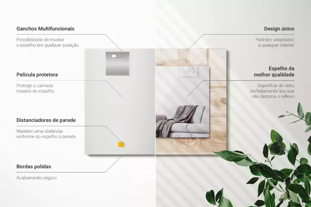 Rechteckiger spiegel Holz mit Ästen