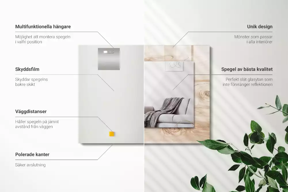 Rechteckiger spiegel Holz mit Ästen