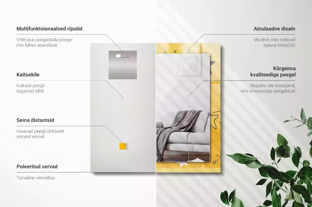 Spiegel mit rechteckigem aufdruck Zeichnung verschiedener Sterne