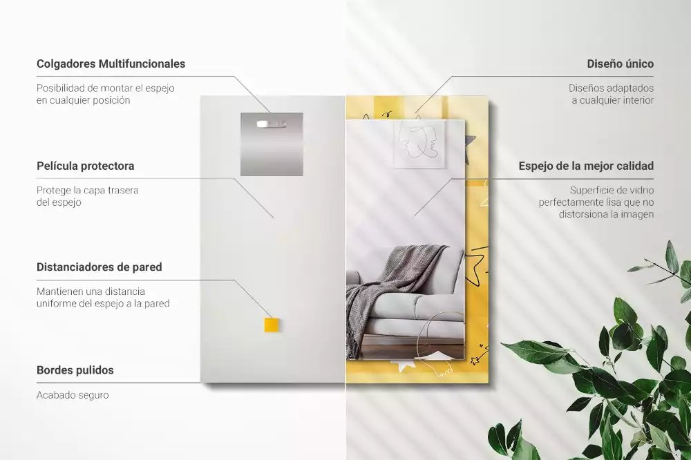 Spiegel mit rechteckigem aufdruck Zeichnung verschiedener Sterne