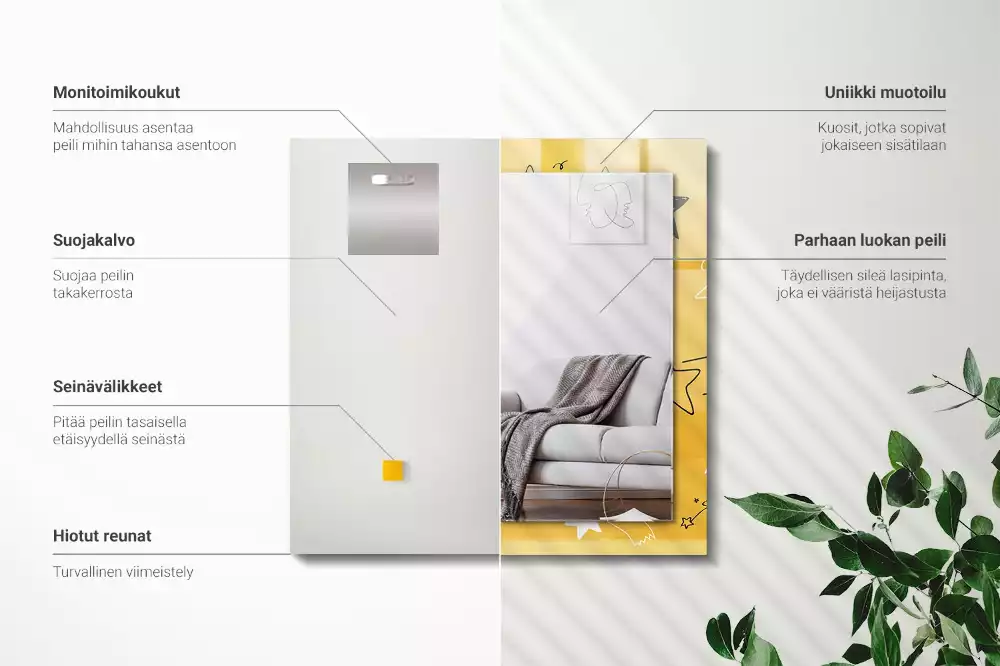 Spiegel mit rechteckigem aufdruck Zeichnung verschiedener Sterne