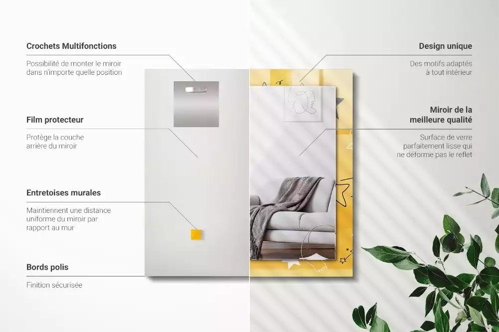 Spiegel mit rechteckigem aufdruck Zeichnung verschiedener Sterne