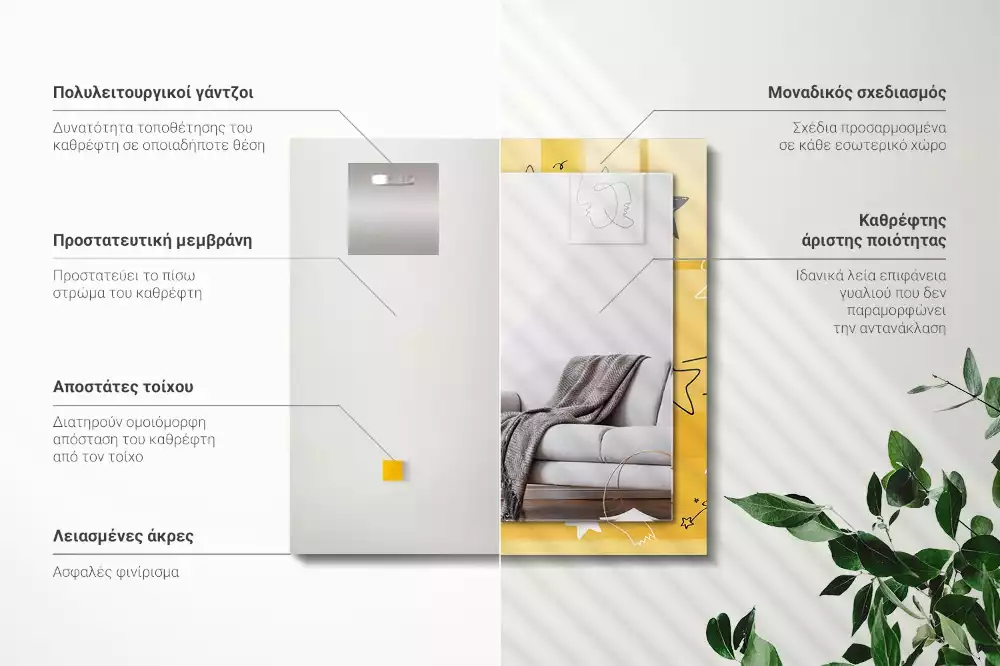 Spiegel mit rechteckigem aufdruck Zeichnung verschiedener Sterne