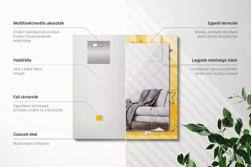 Spiegel mit rechteckigem aufdruck Zeichnung verschiedener Sterne