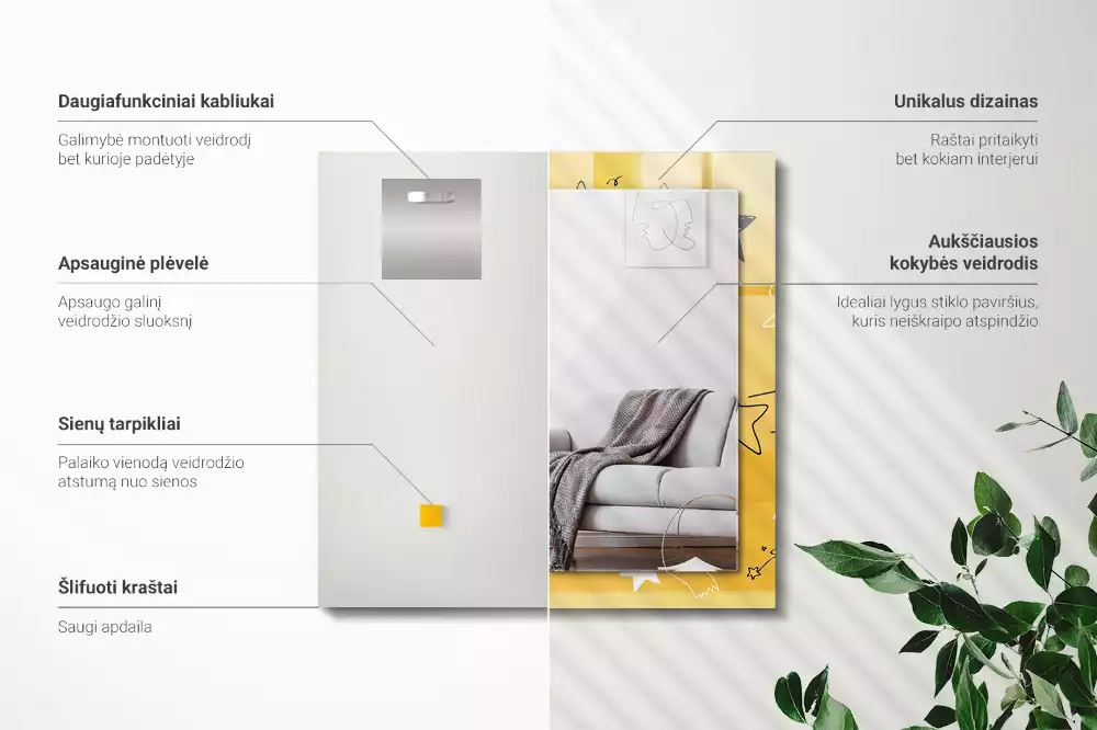 Spiegel mit rechteckigem aufdruck Zeichnung verschiedener Sterne