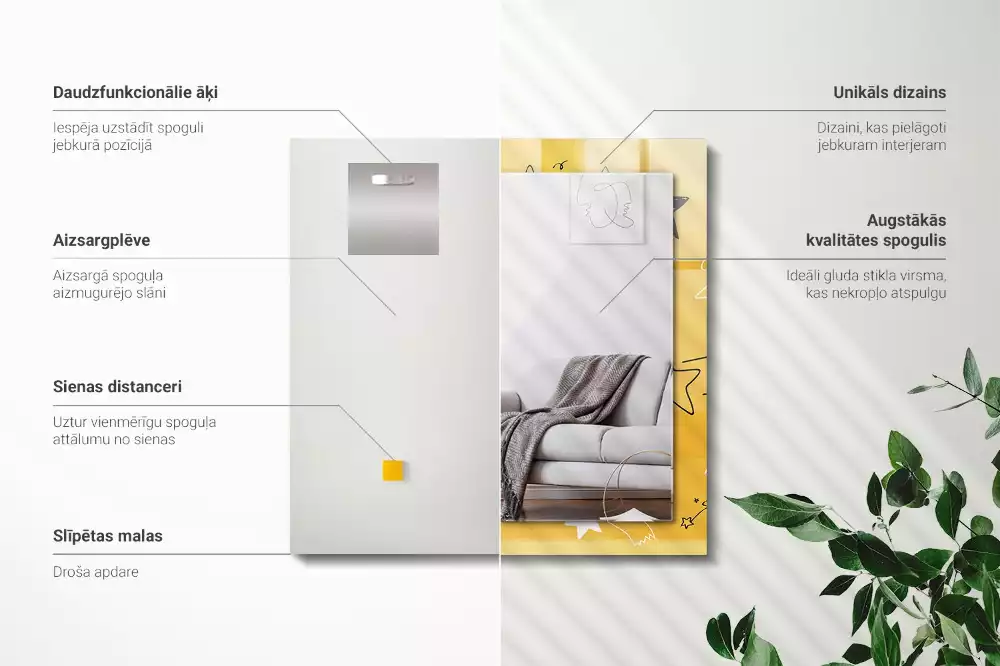 Spiegel mit rechteckigem aufdruck Zeichnung verschiedener Sterne