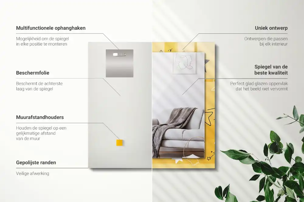 Spiegel mit rechteckigem aufdruck Zeichnung verschiedener Sterne