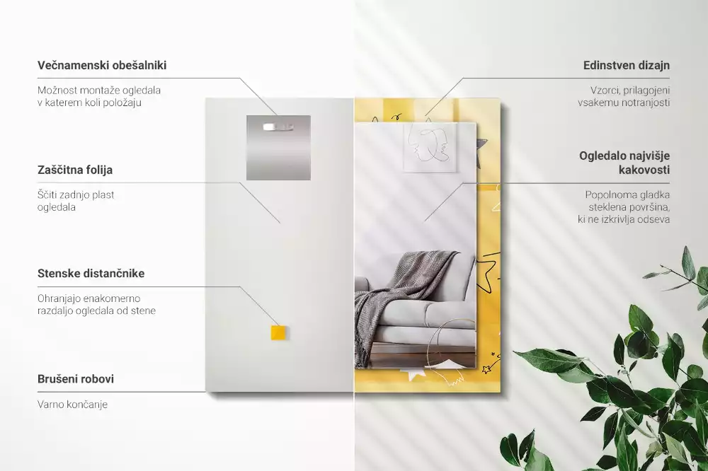 Spiegel mit rechteckigem aufdruck Zeichnung verschiedener Sterne