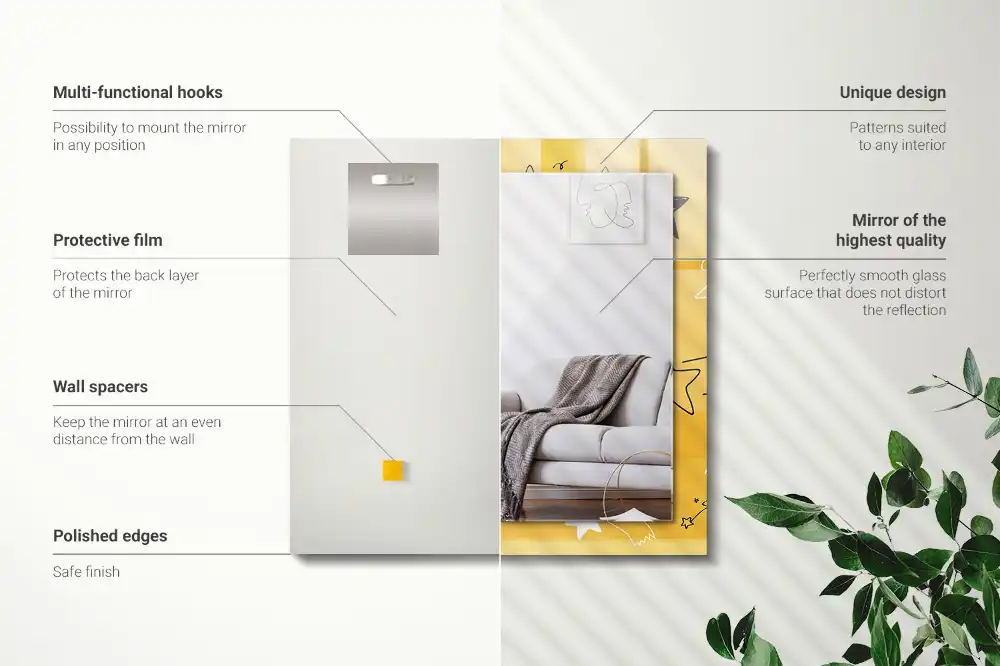 Spiegel mit rechteckigem aufdruck Zeichnung verschiedener Sterne