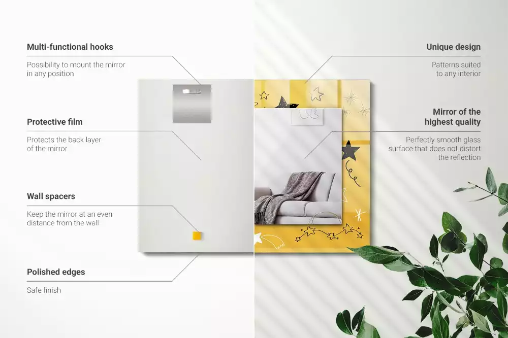 Spiegel mit rechteckigem aufdruck Zeichnung verschiedener Sterne