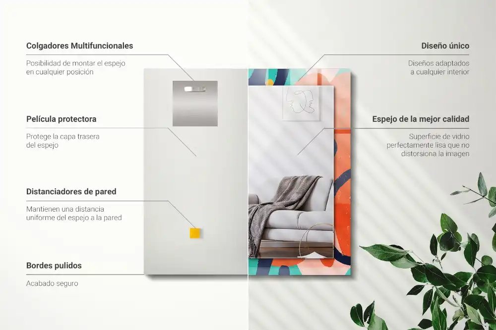 Rechteckiger dekorativer spiegel Abstrakte bunte Grafik