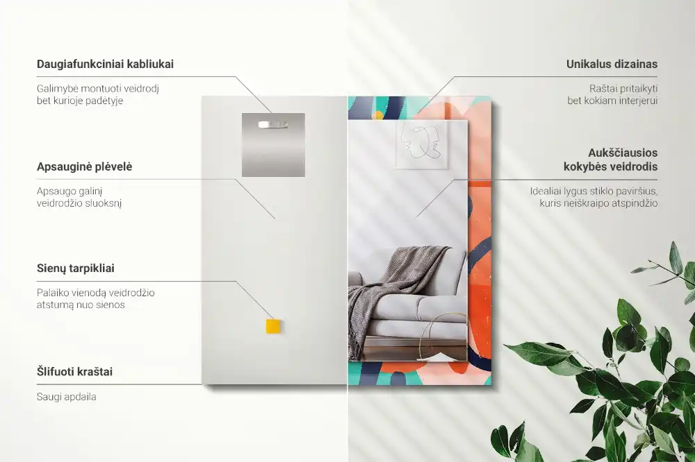 Rechteckiger dekorativer spiegel Abstrakte bunte Grafik