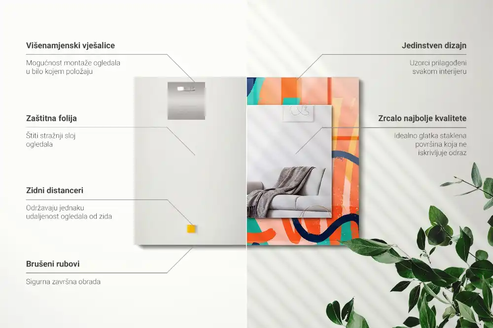 Rechteckiger dekorativer spiegel Abstrakte bunte Grafik