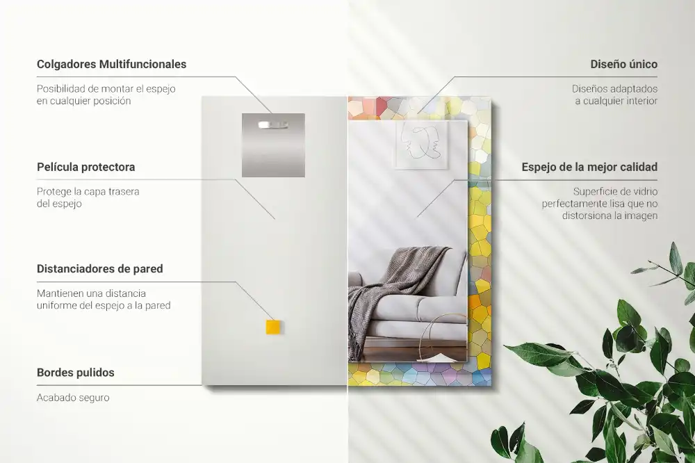 Spiegel mit rechteckigem aufdruck Bunte abstrakte Mosaik