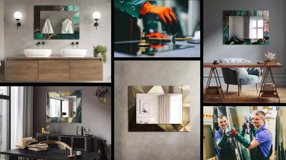 Rechteckiger spiegel Holztextur Dielen