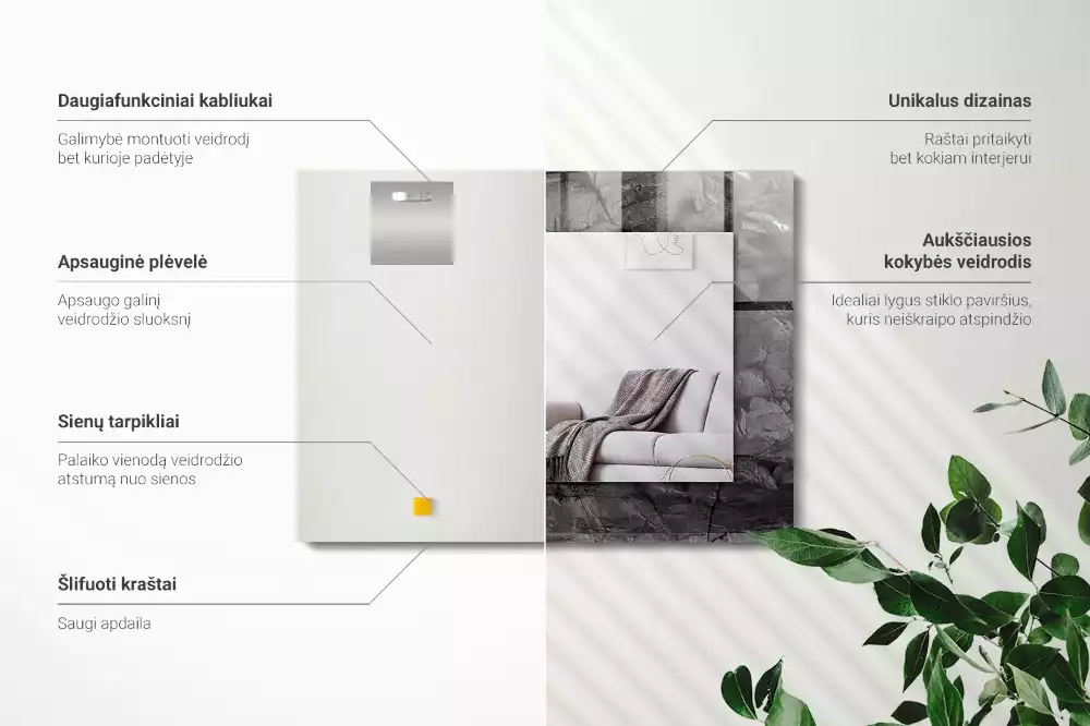 Rechteckiger dekorativer spiegel Schwarzer Steinbruch Bruch