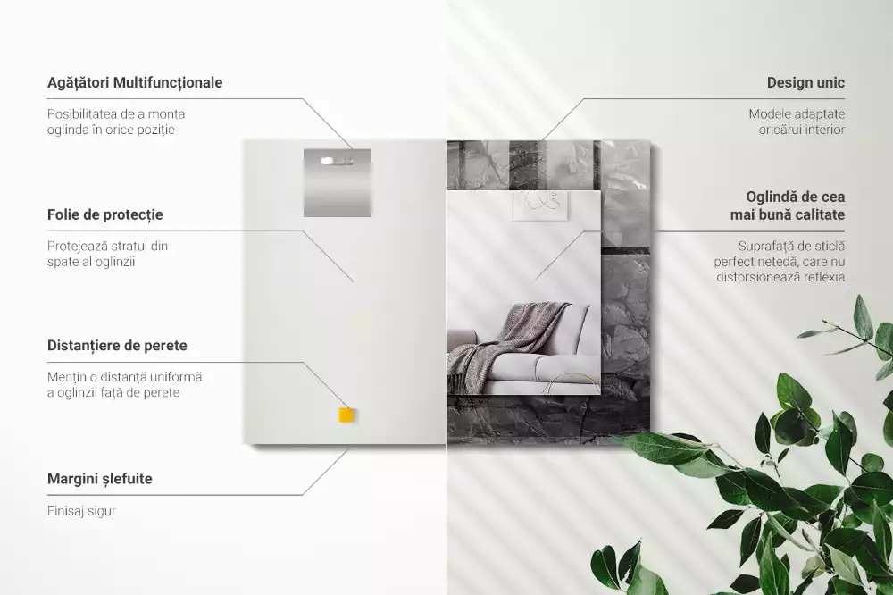 Rechteckiger dekorativer spiegel Schwarzer Steinbruch Bruch