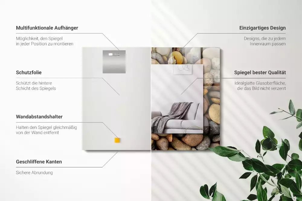 Rechteckiger spiegel Bunte glatte Steine