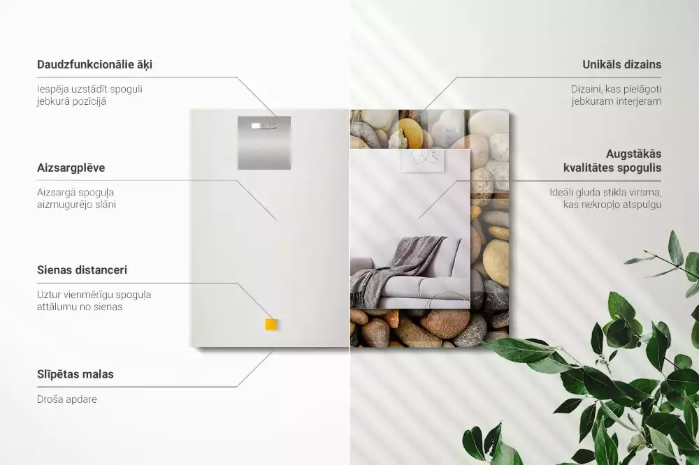 Rechteckiger spiegel Bunte glatte Steine